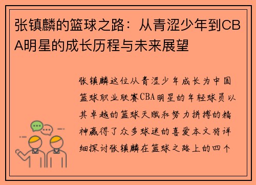 张镇麟的篮球之路：从青涩少年到CBA明星的成长历程与未来展望
